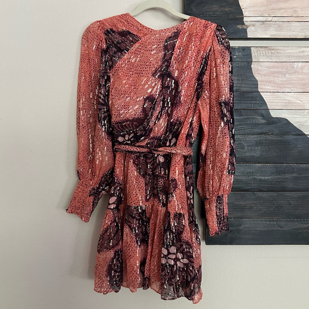 Ulla Johnson Noemi Coral and Metallic Silk Mini Dress - Picture 9 of 14